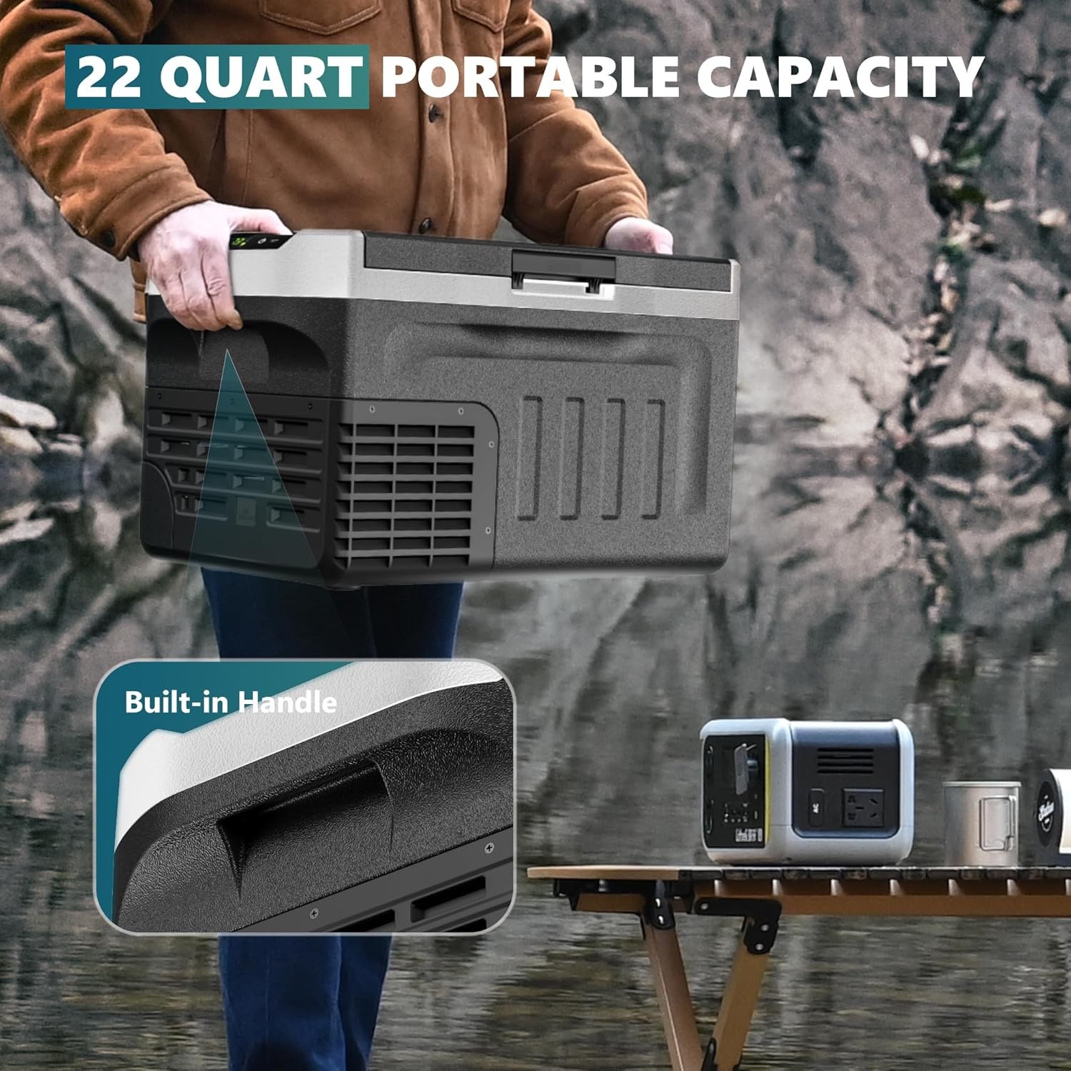 12V Portable Refrigerator Freezer -4℉~68℉ Car Cooler 12/24V DC 110V AC Camping