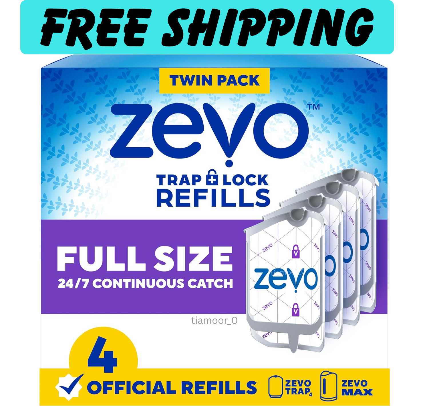 Zevo Flying Insect Trap Official Refill Cartridges Fits Both Zevo Trap & MAX
