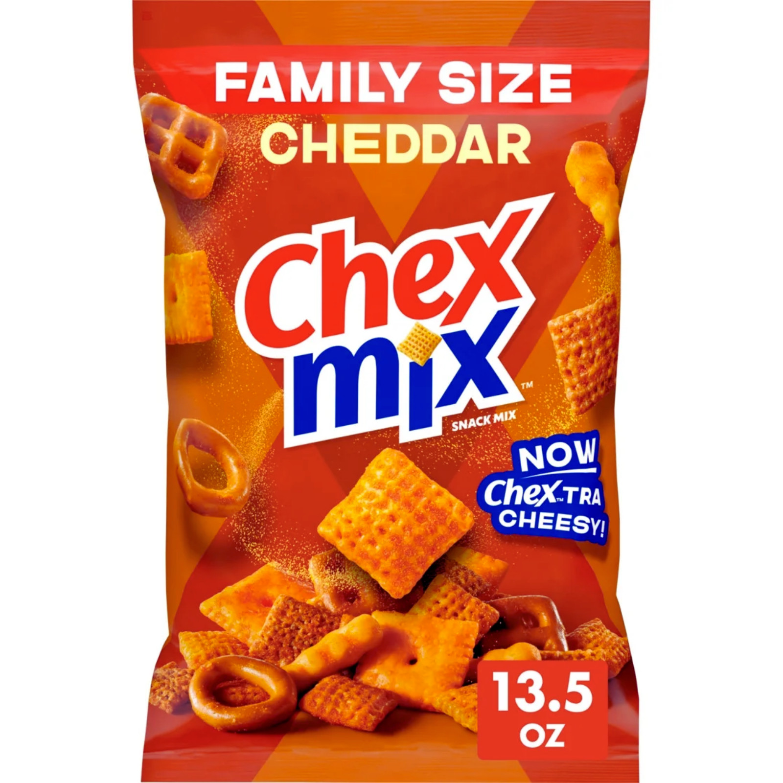 (4 Pack) Chex Mix Cheddar Cheese Snack Mix – 13.5oz Family Bags – Party Mix