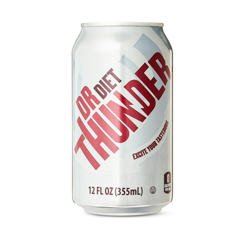 Great Value Dr Thunder Diet Calorie Free Cola Soda Pop, 12 fl oz, 24 Pack Cans
