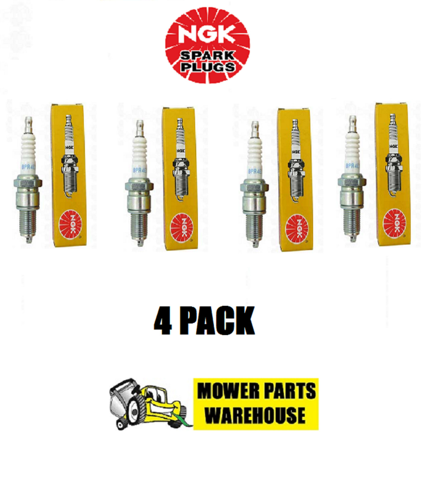4 PACK GENUINE NGK SPARK PLUGS BPR4ES 6578 JOHN DEERE M805853 SMALL ENGINE