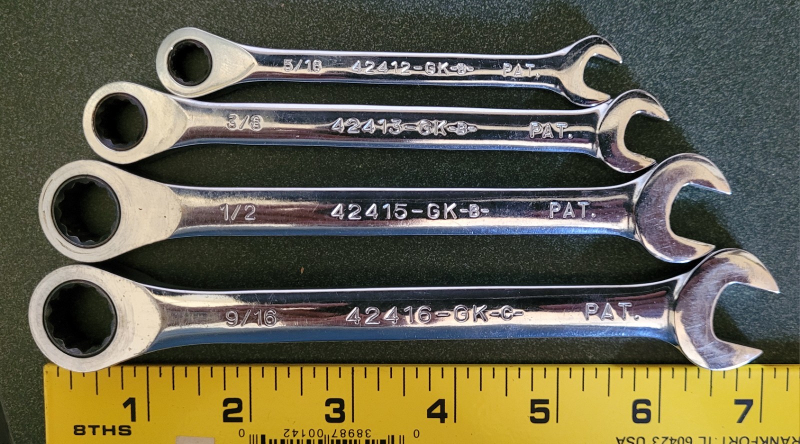Craftsman GK Ratcheting Reversible Offset Combo Wrench Incomplete Set 4pc USA