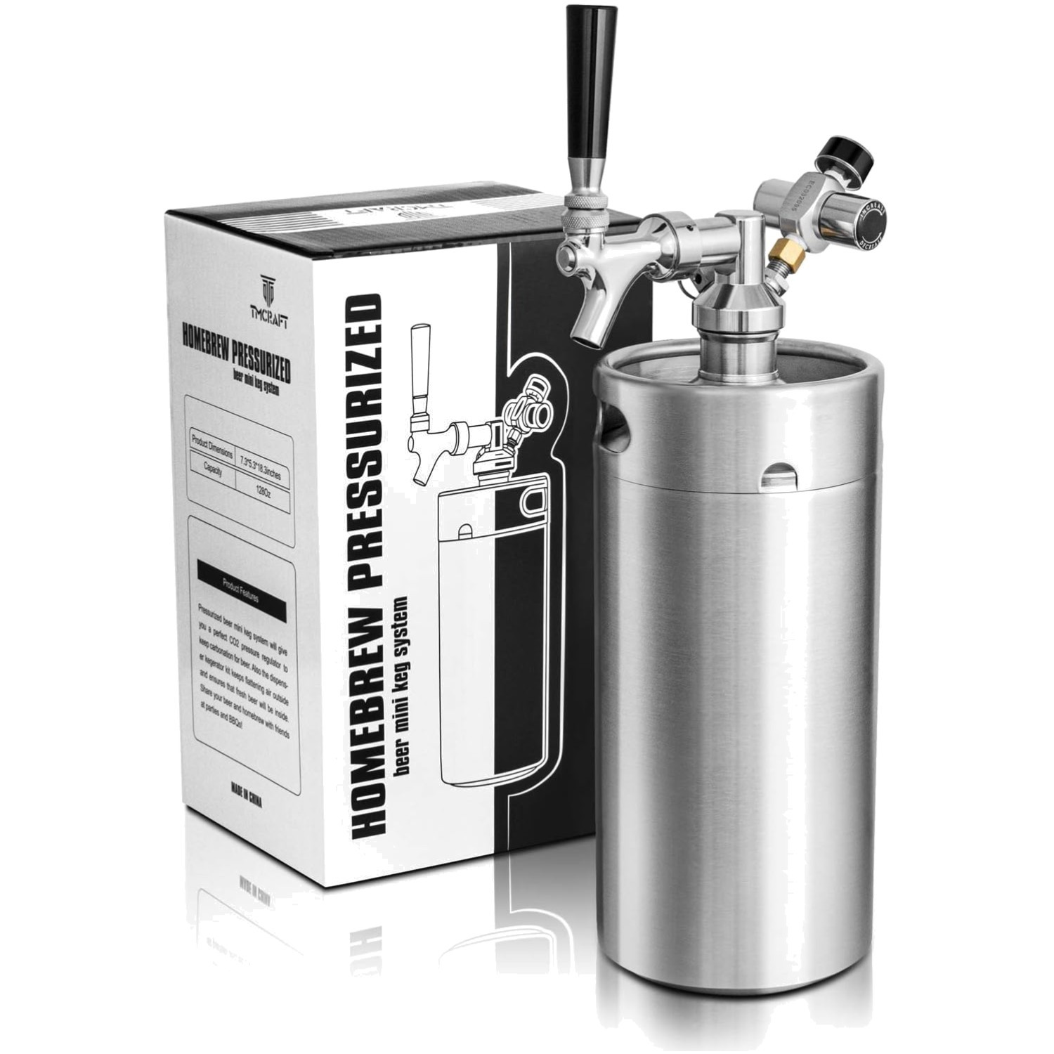 Stainless Steel 128oz Mini Keg with Updated CO2 Regulator – Fresh Beer Anytime