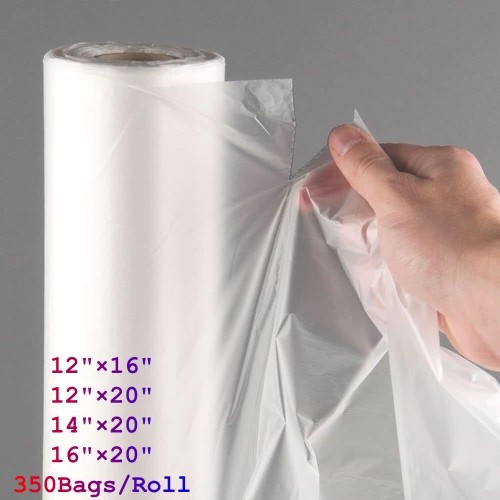 Heavy Duty Clear Produce Bags on Roll 350 Count Food-Safe Multi-size for Bread