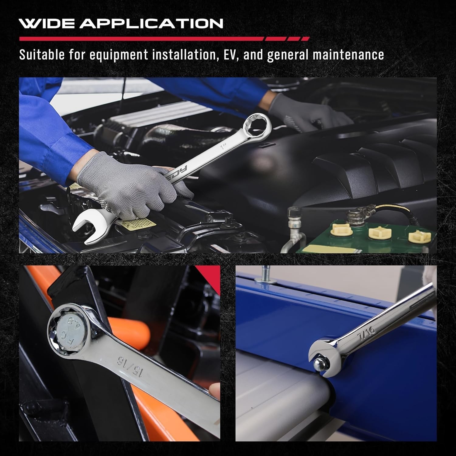 30-Piece Combination Wrench Set – Open End Wrench Set with Organizer Professi…