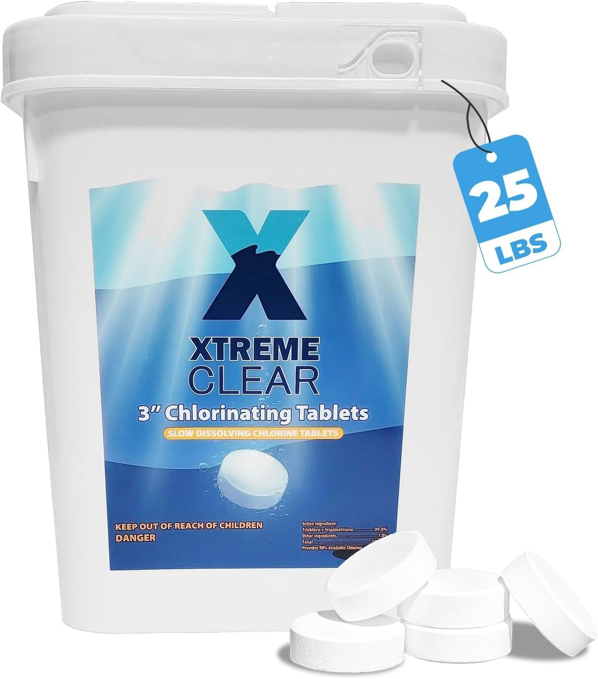 Stabilized Chlorine Tablets for 3″ Swimming Pool Individually Wrapped 25 lbs