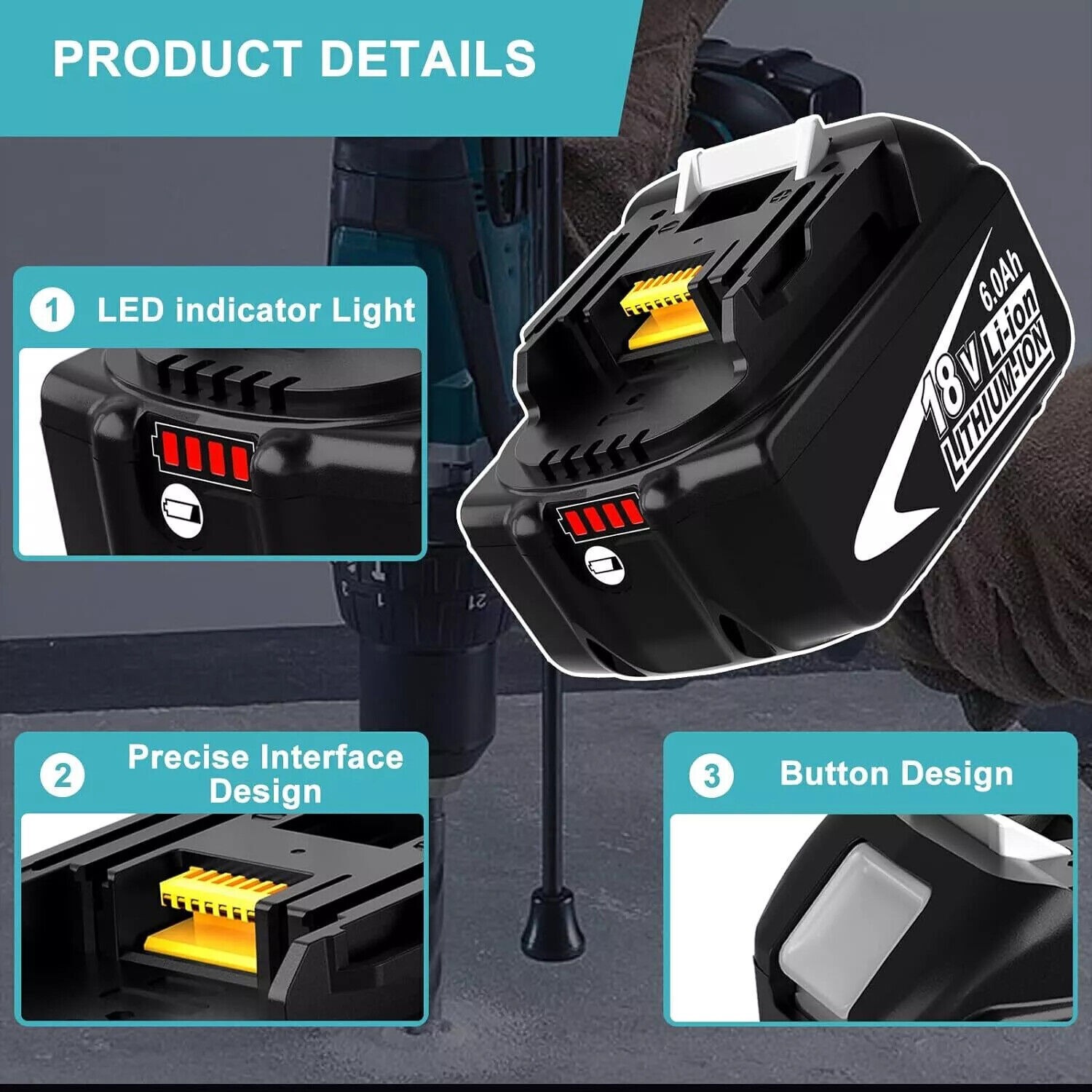 2 Packs 18V 6.0Ah Battery For Makita BL1860B BL1830 BL1840 BL1850 BL1860 LXT400