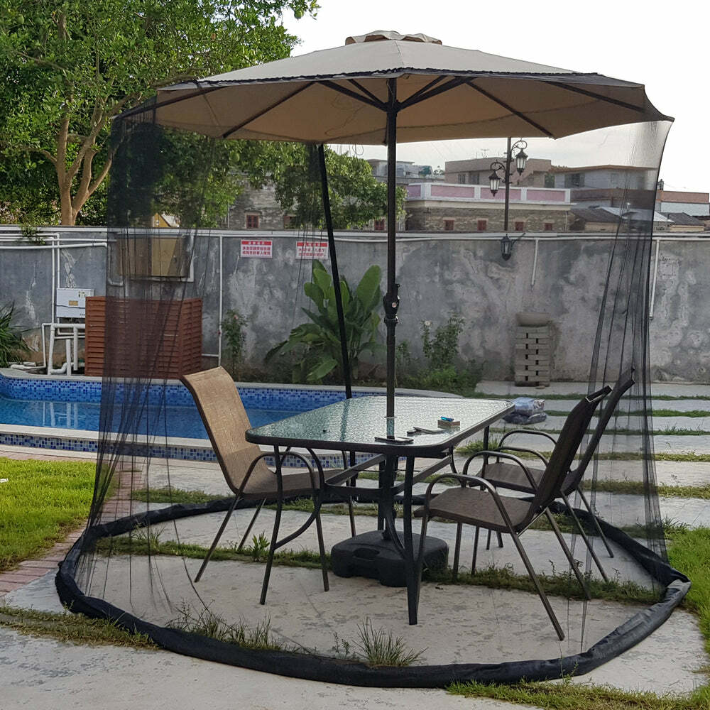 9ft Patio Umbrella Bug Screen w/Zipper Door and Polyester Netting