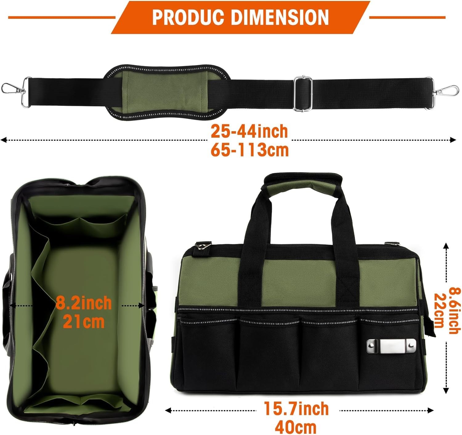 Bolsa de herramientas resistente, organizador portátil de 40 cm con 16 bolsillos