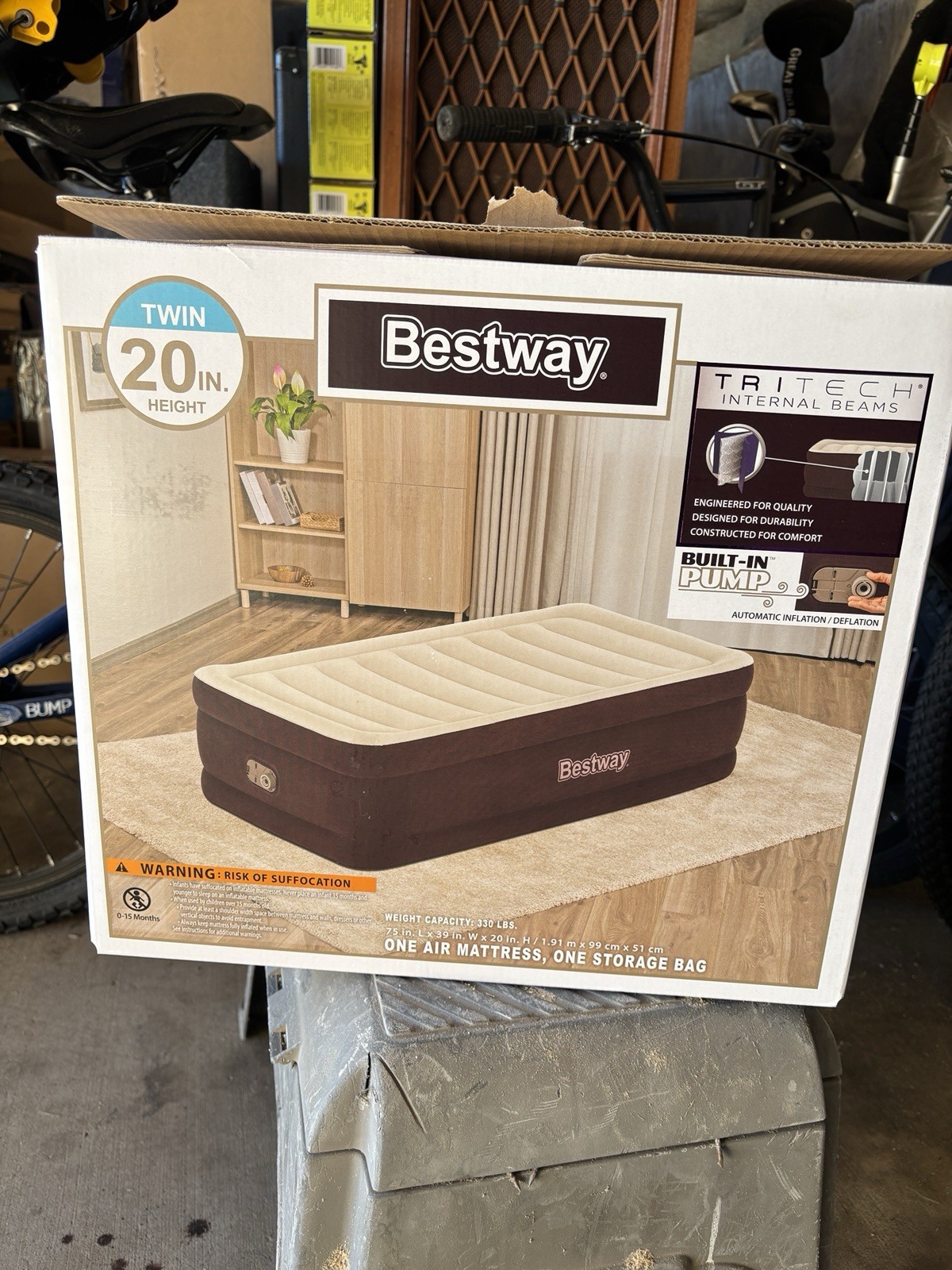 Twin Air Mattress (Bestway) With Built In Pump 20” Height