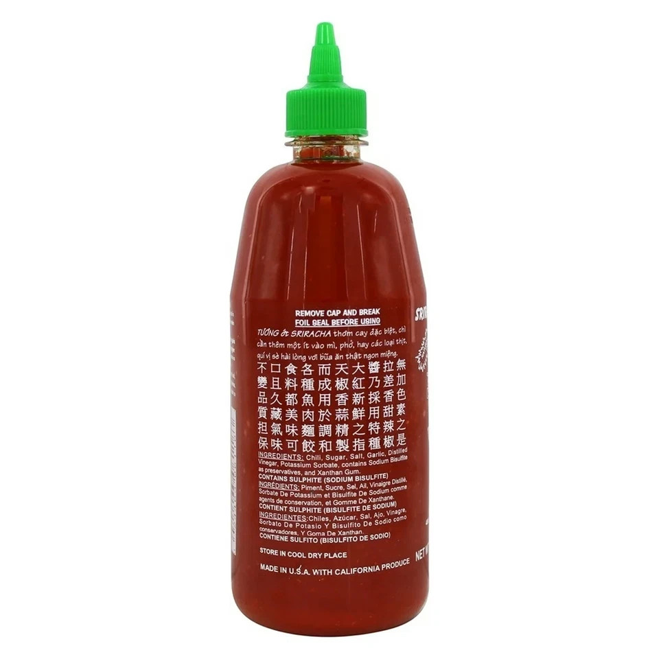 Huy Fong foods, sriracha hot chili Sauce bottle, large 28oz (793g)