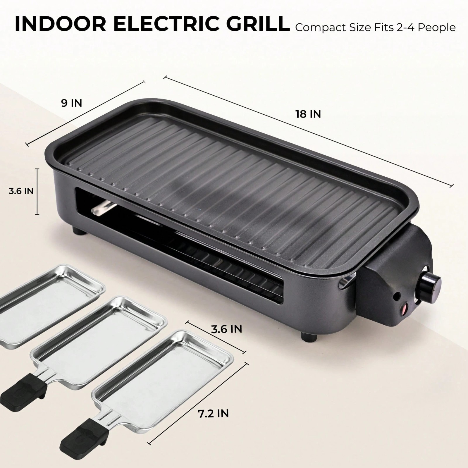 1500W 2-In-1 Electric Indoor Grill & Griddle with Non-Stick Removable Plates