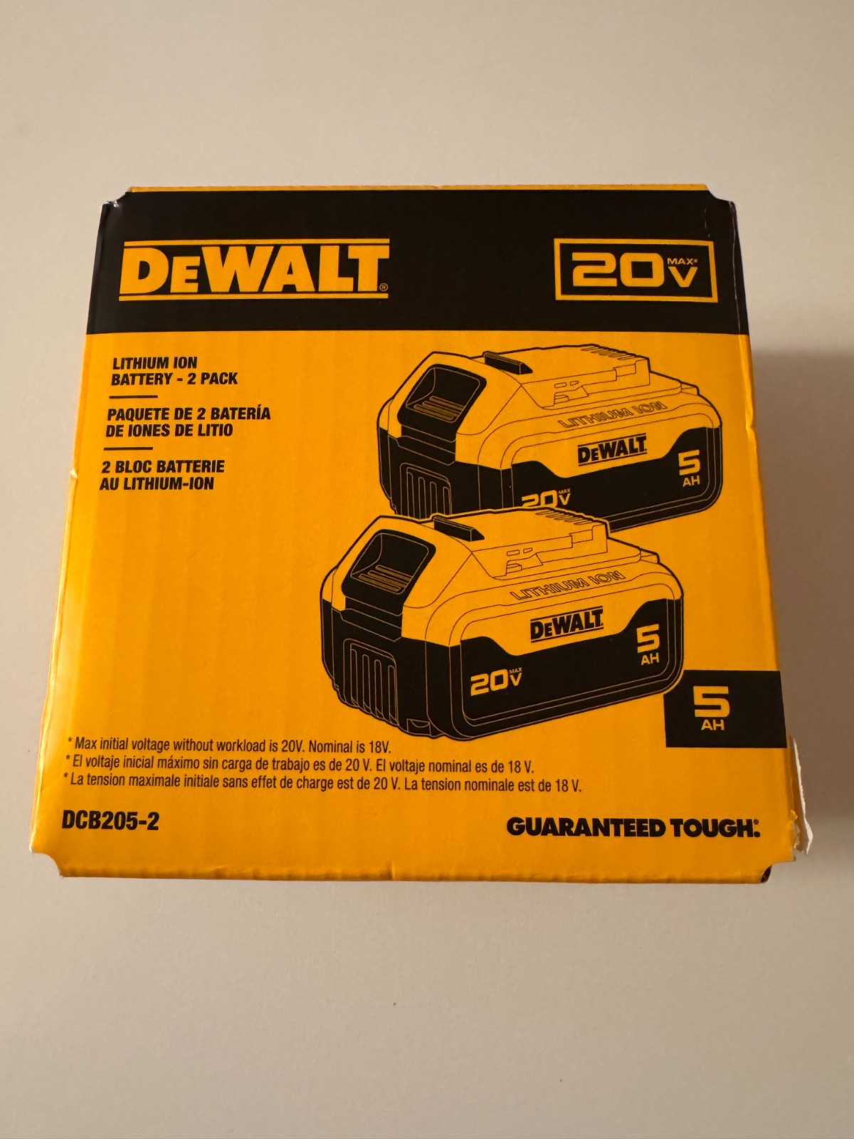 2 Pack DEWALT DCB205 20V 5.0Ah Lithium-Ion Battery New In Box USA SELLER