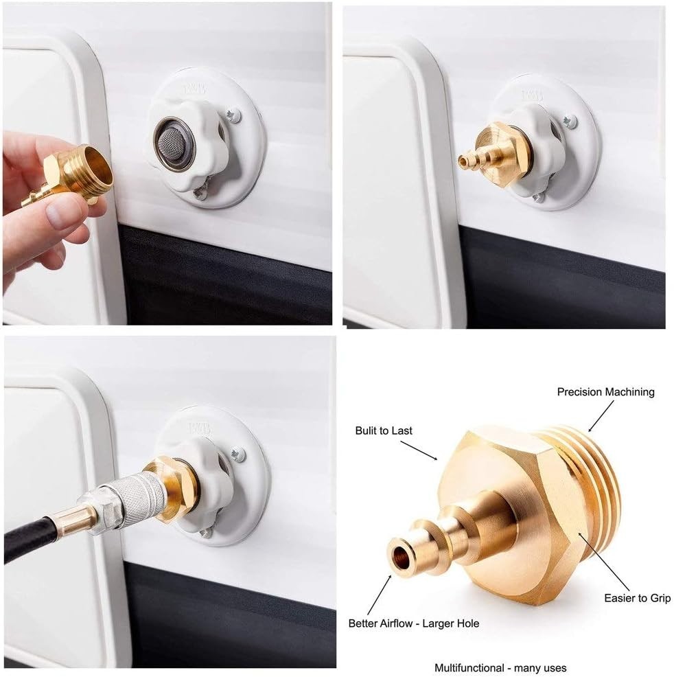 Brass Adapter Blowout Plug for Winterizing | 1/4″ Quick Connect for Garden Hoses