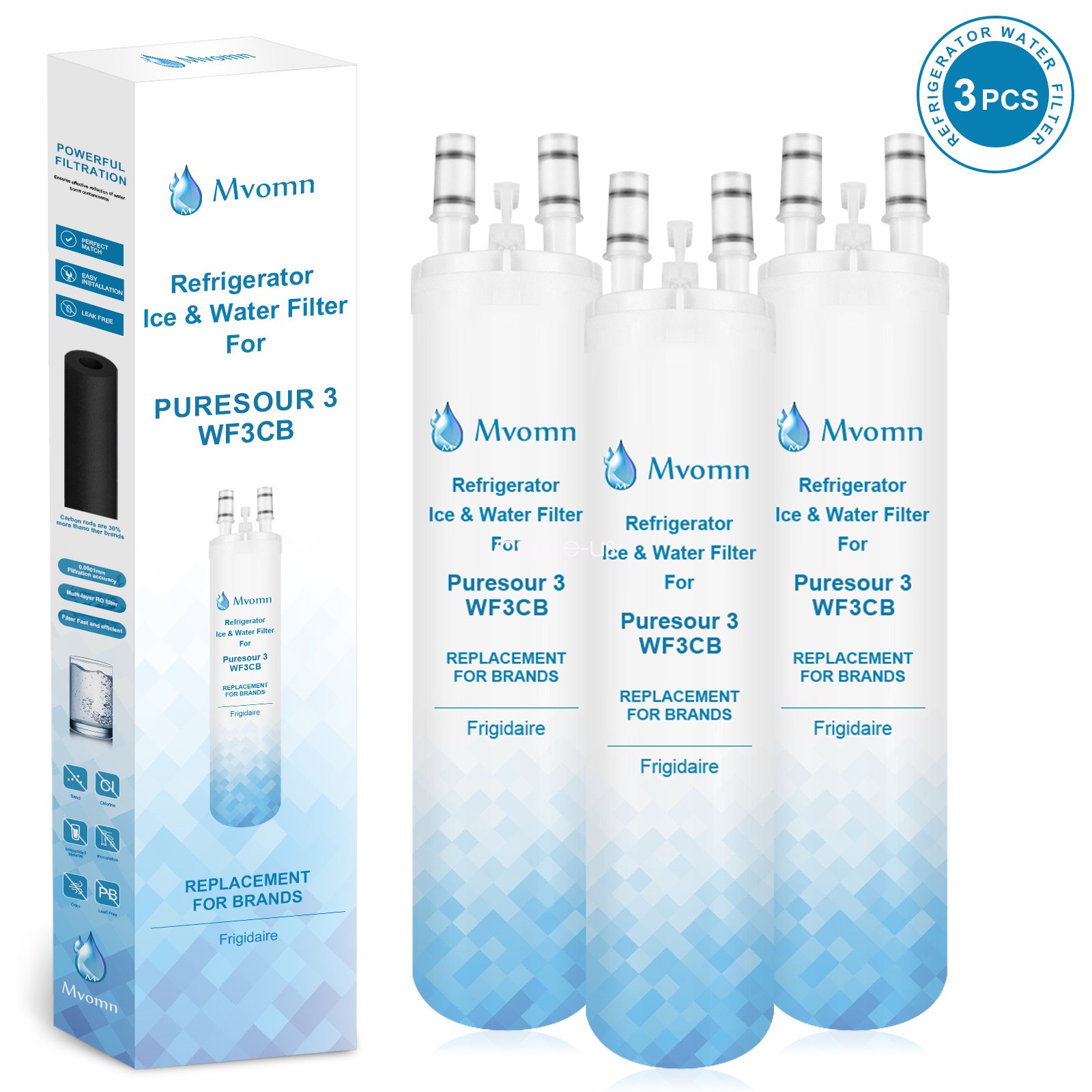 3 PACK FOR Genuine Frigidaire WF3CB Puresource3 Refrigerator Water & Ice Filter
