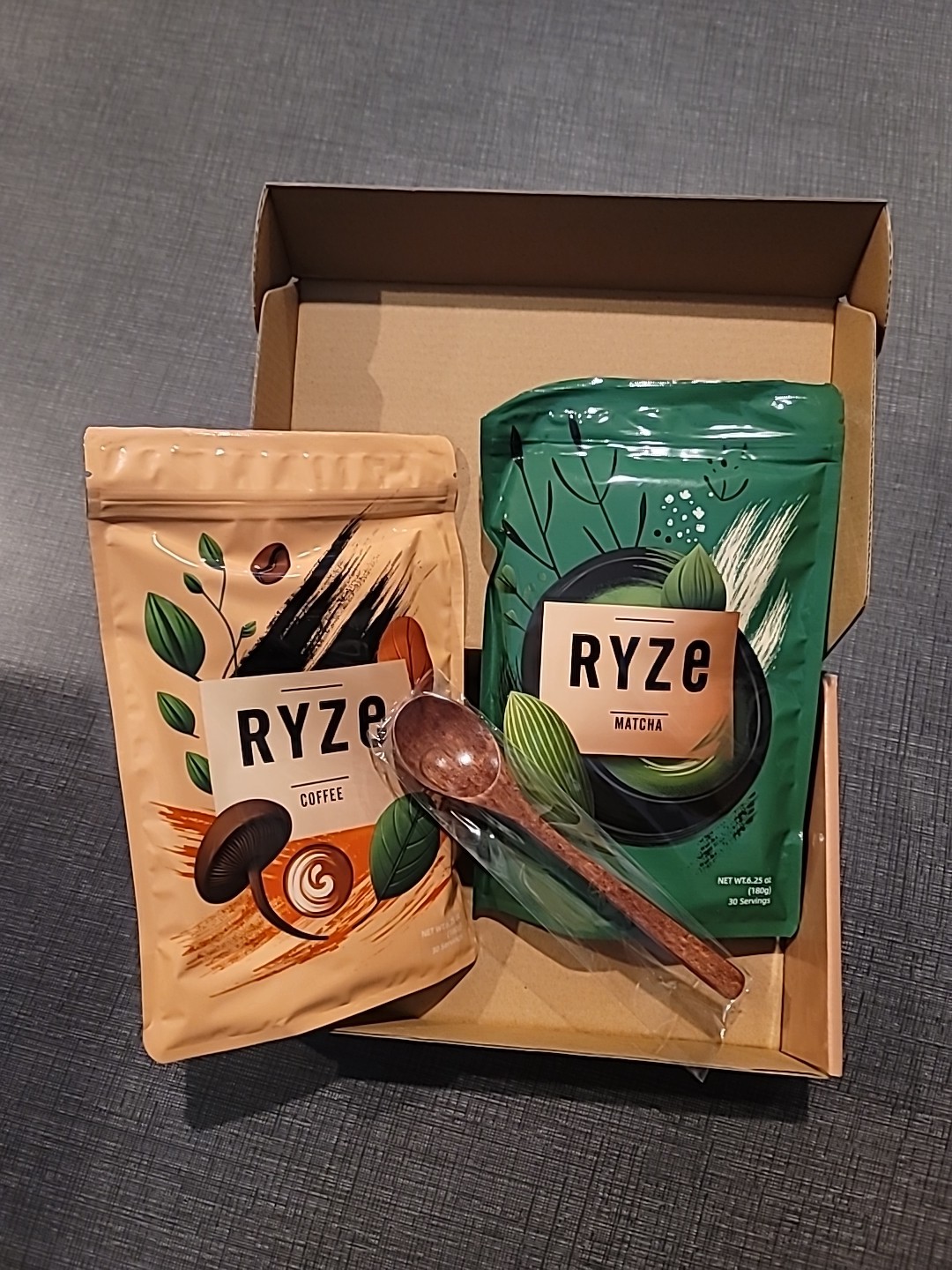 RYZE Coffee And Matcha + Wooden Spoon Set