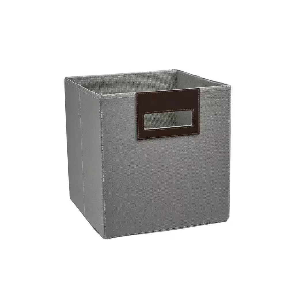 11 In. H X 10.5 In. W X 10.5 In. D Gray Fabric Cube Storage Bin