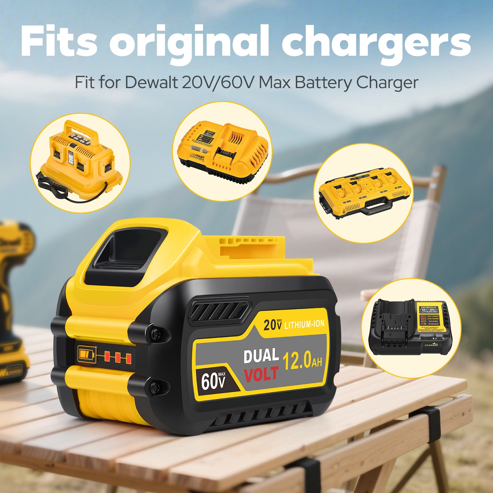12Ah Battery For Dewalt FLEXVOLT 20V 60V MAX DCB206 DCB609 DCB606 DCB612 DCB204