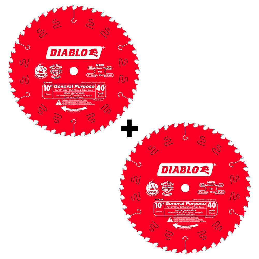Diablo Circular Saw Blade Wood Cutting 10 Inch x 40 Tooth General Purpose 2 Pack