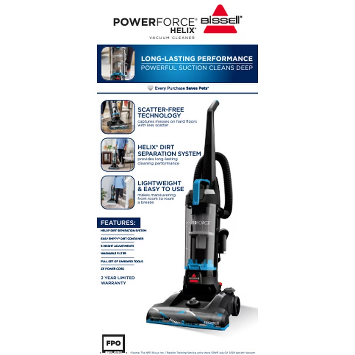 PowerForce Helix Dirt Separation Bagless Upright Vacuum Pet Friendly 3313Blue