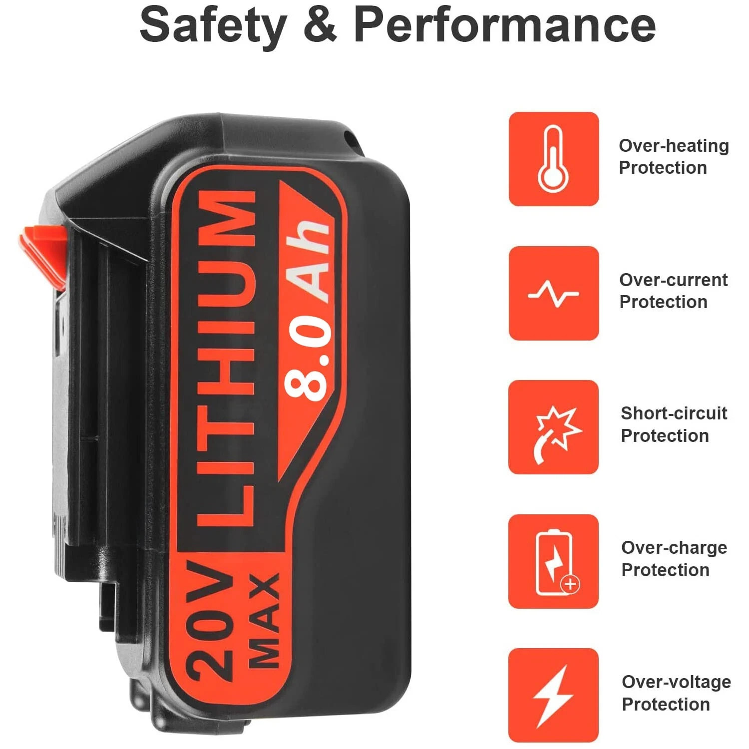 2Pack LB2X4020 20V 8.0AH Lithium Battery for Black Decker 20 Volt LBX20 LBXR20