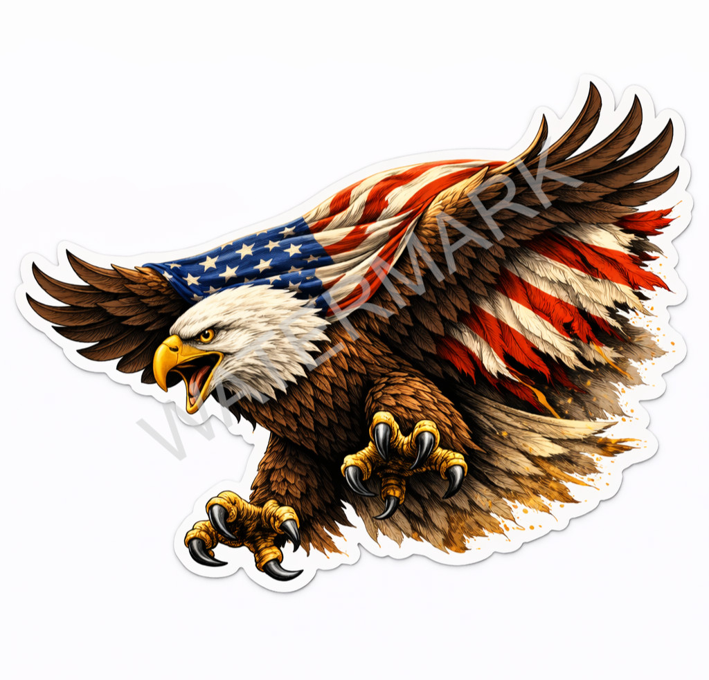 American Bald Eagle Vinyl Decal Sticker USA American Flag Waterproof 02