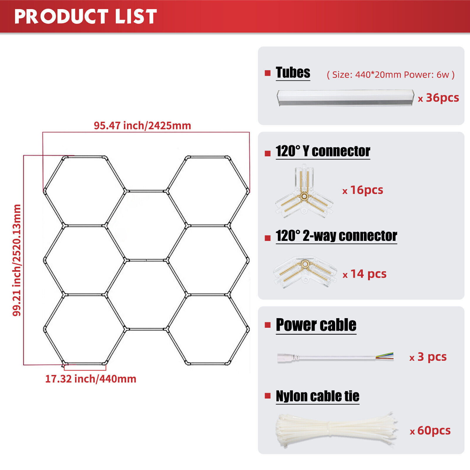 Car Detailing LED Shop Light Honeycomb Hexagon for Workshop Garage Warehouse Gym