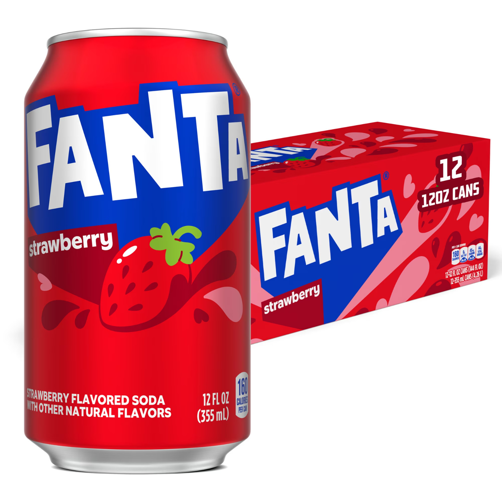 Fanta Strawberry Soda Pop Fridge Pack 12 oz Cans 12 Pack Caffeine Free Soft Drin