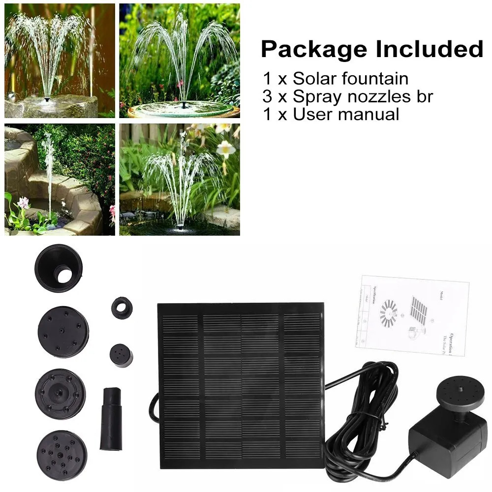 Solar Power Fountain Submersible Floating Water Pump Bird Bath Pond Garden Pool