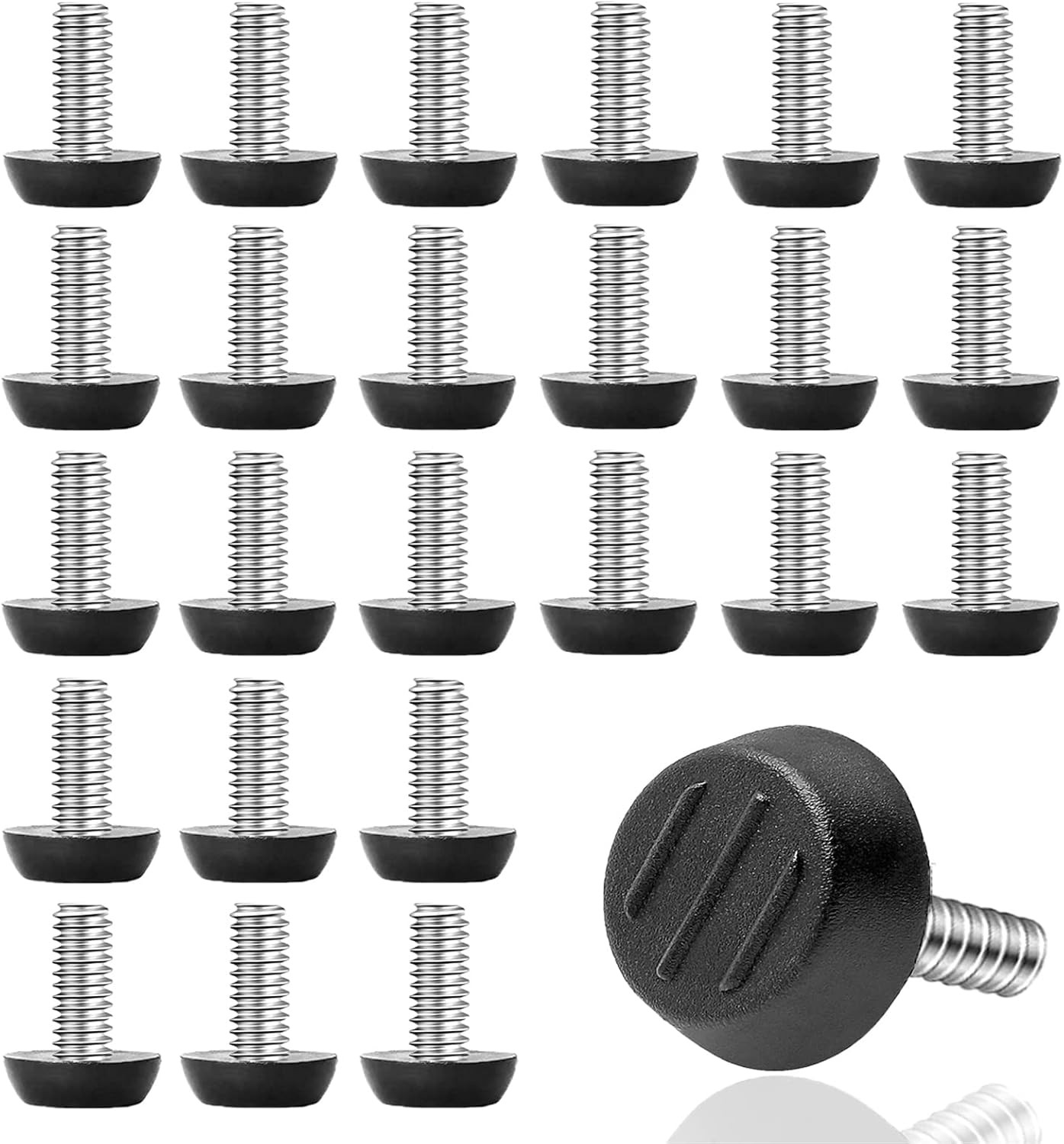 24 PCS 1/4‘’ UNC Thread Adjustable Furniture Levelers Screw in Threaded, Adjusta