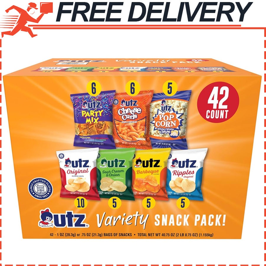 Utz Snack Variety Pack Individual Snacks, Lunches, Vending Machines Pack of 42