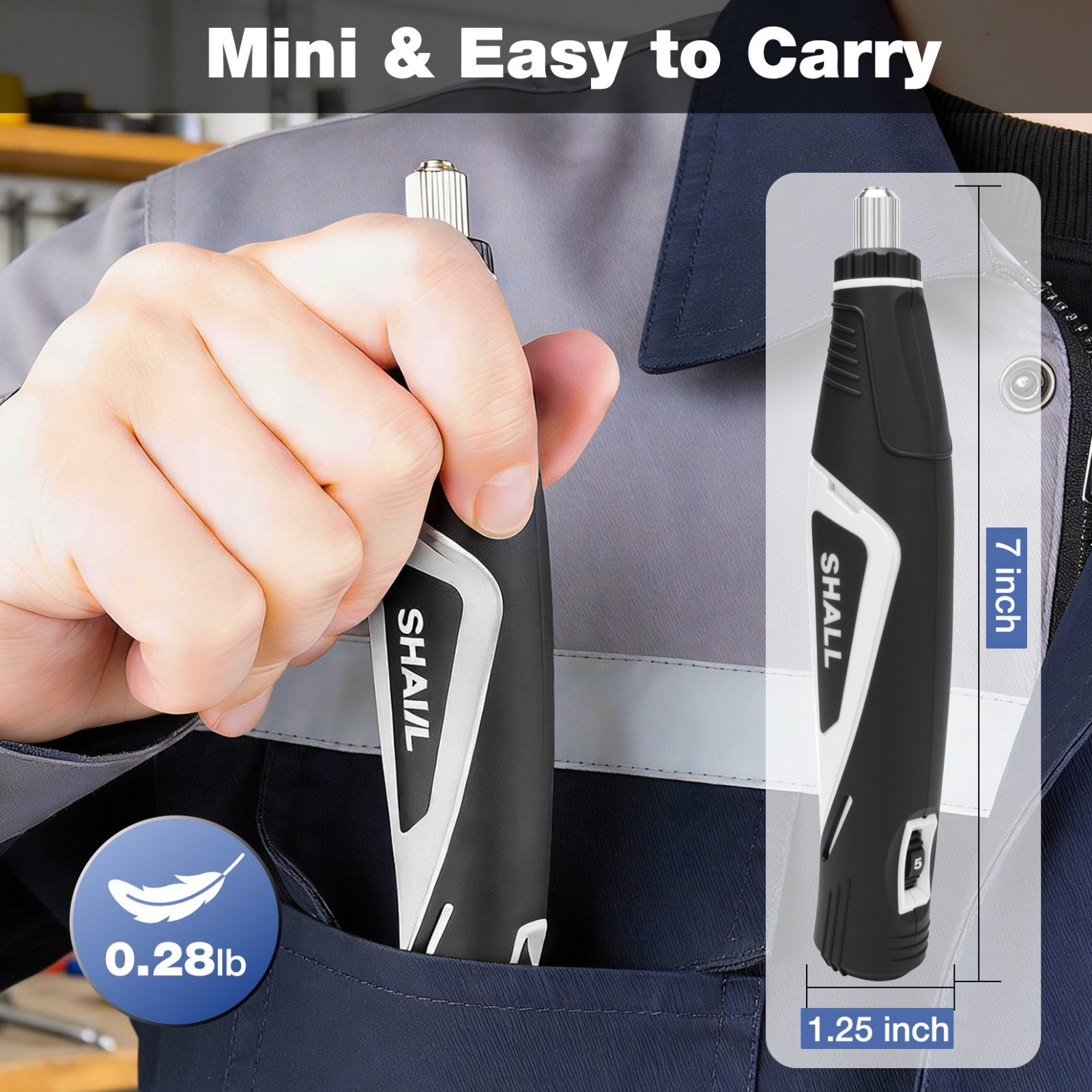SHALL Mini Rotary Tool Detail Sander Grinder Small Grinding Pen Set 12V