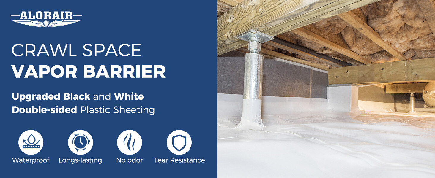 Alorair Crawl Space Vapor Barrier 10mil Film, 10’x50′ Waterproof Reusable Film