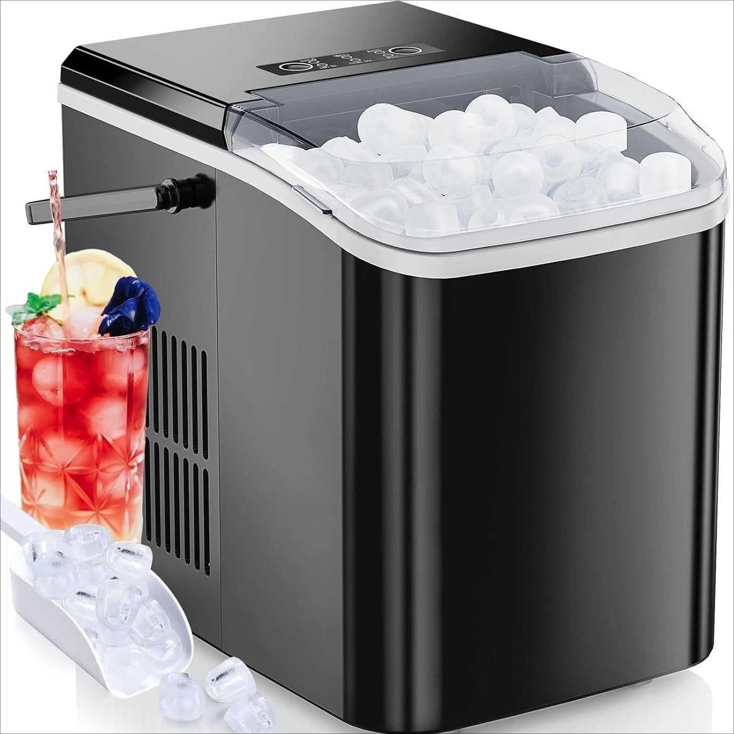 Countertop Bullet Ice Maker with Ice Scoop 26.5 lbs in 24 Hours Ice Machine