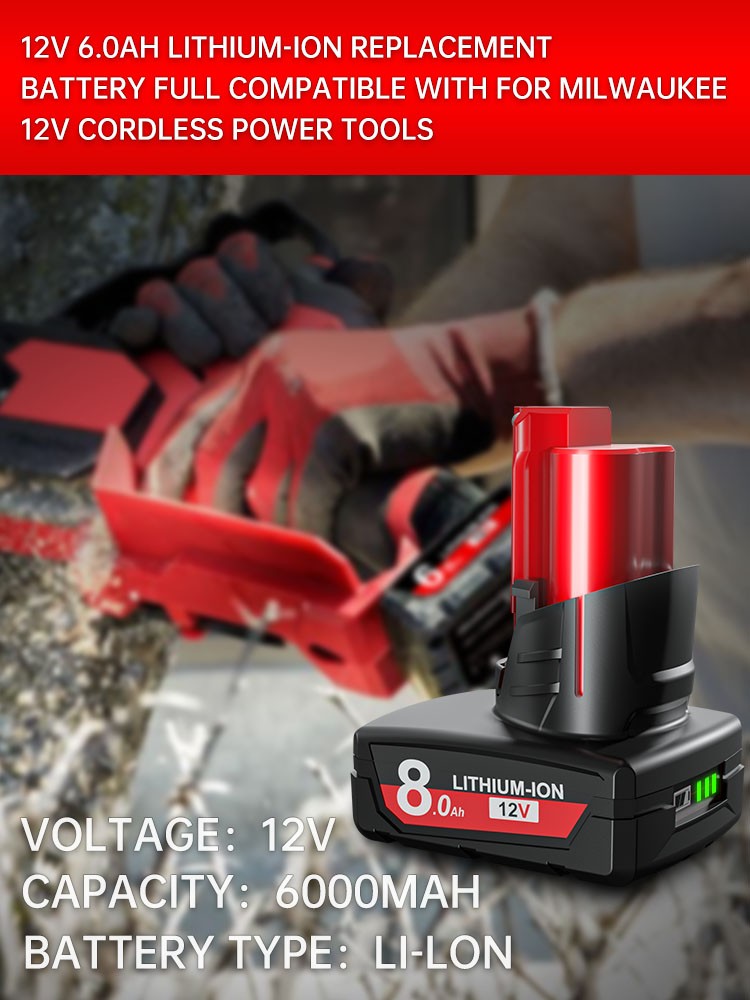 1-4X 8.0ah For Milwaukee Cordless Power Tools For M12 Lithium Battery/Charger