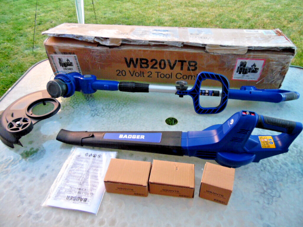 Badger 20V Cordless Line Trimmer/Edger & Blower Combo 2 Batteries 3863