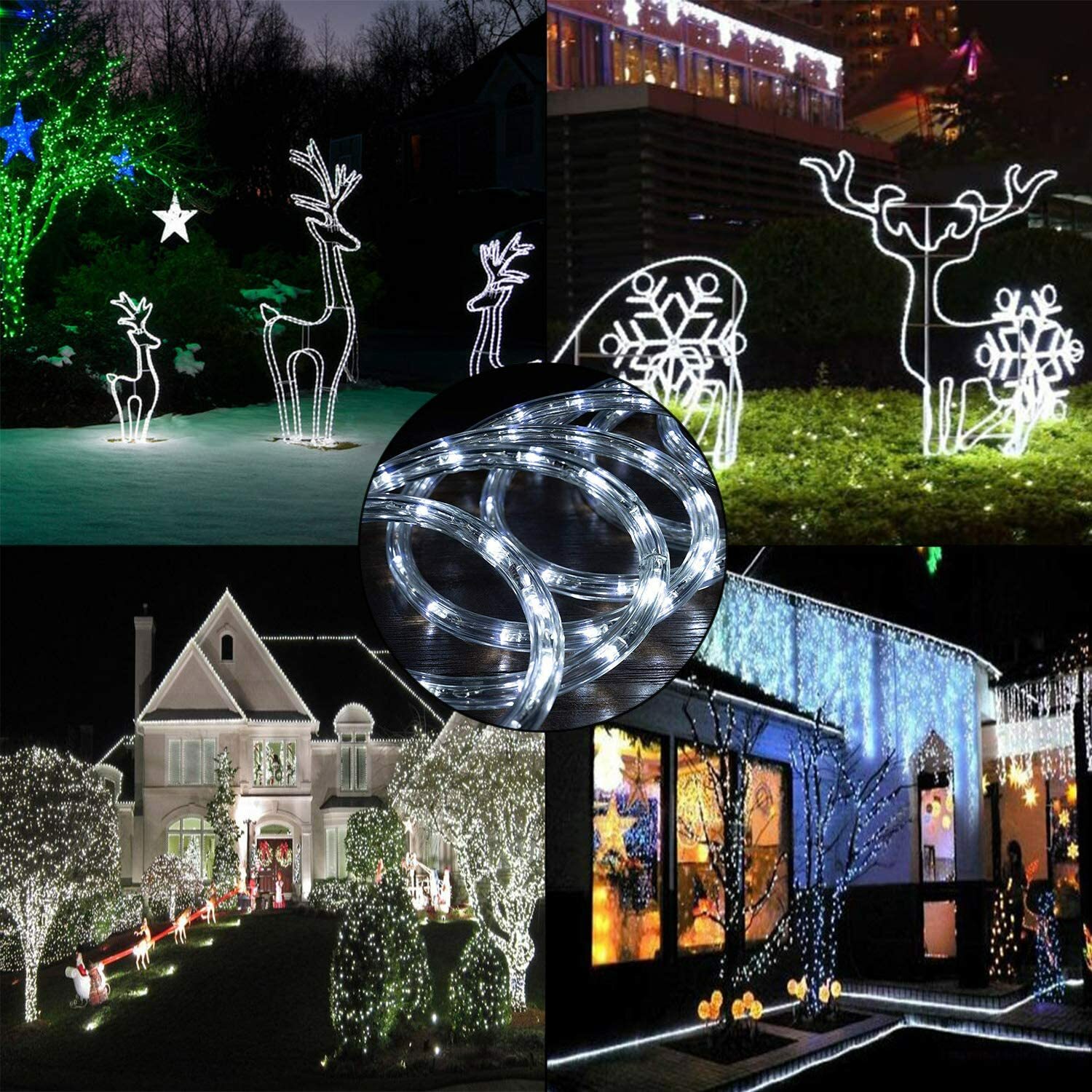 10/25/50/100/150FT Cool White Thick LED Rope Lighting Accent Indoor Outdoor