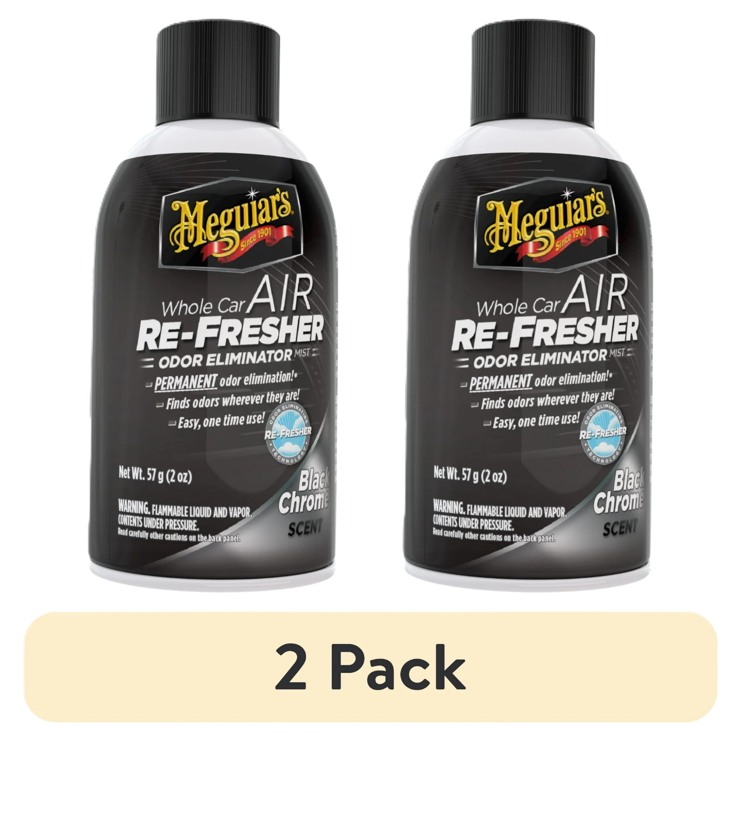 2x Meguiar’s G181302 Whole Car Odor Eliminator Mist, Black Chrome Scent, 2 oz