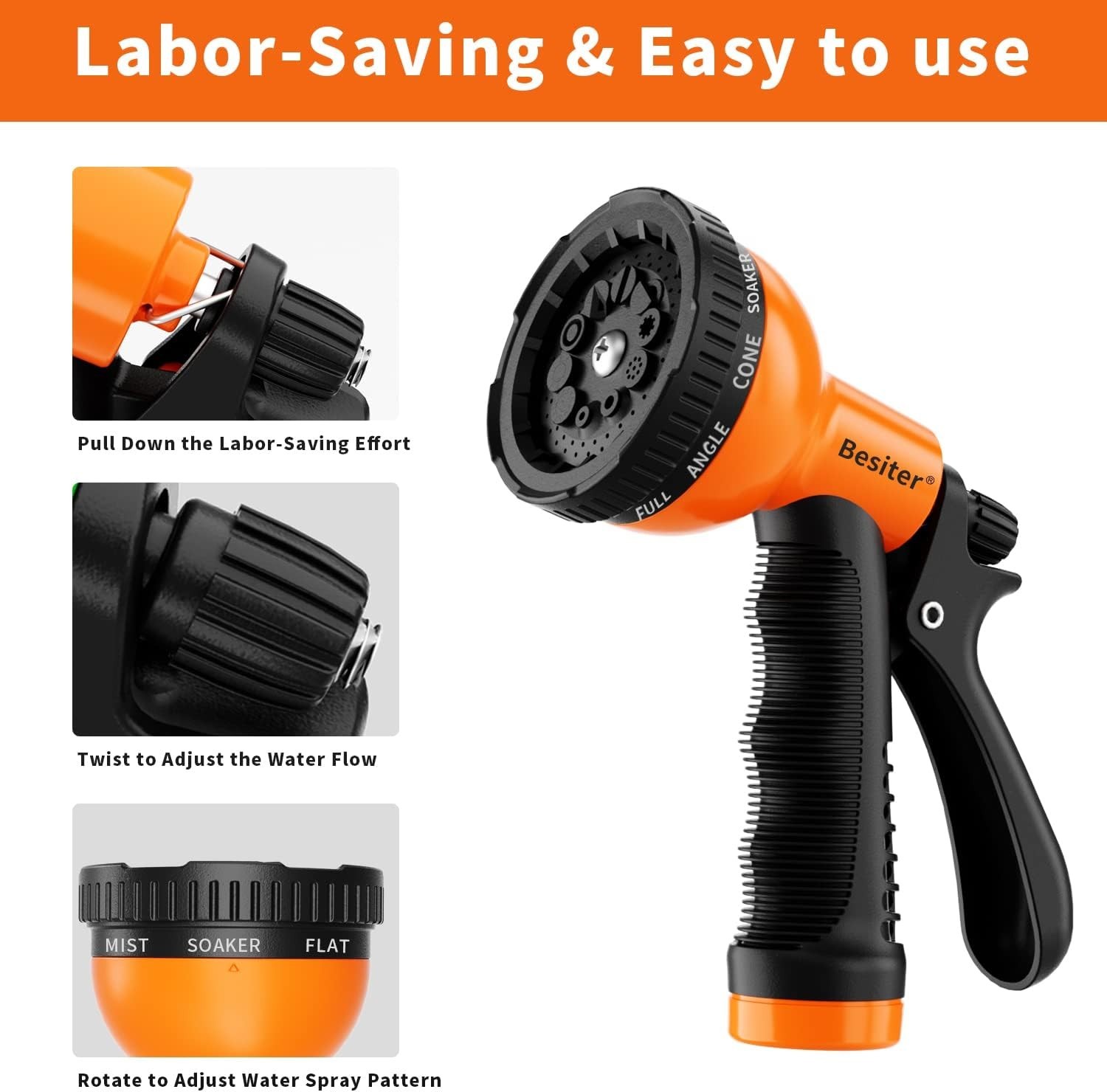 10-Pattern Garden Hose Nozzle Set – Heavy-Duty Sprayers for All Needs