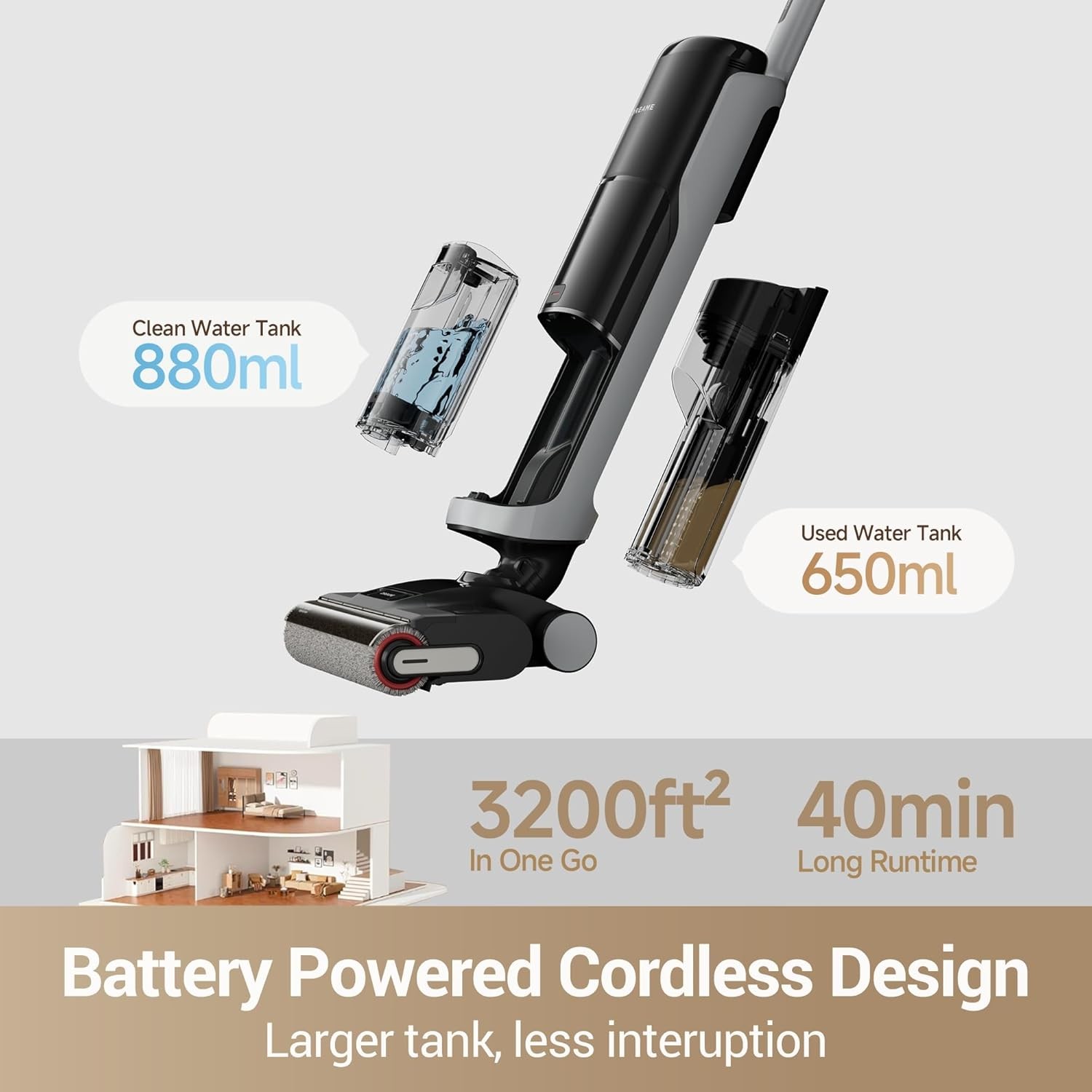 DREAME H14 Pro 180° Lie-Flat Vacuum Mop 18kPa Suction 140°F Wash & Fast Dry｜New