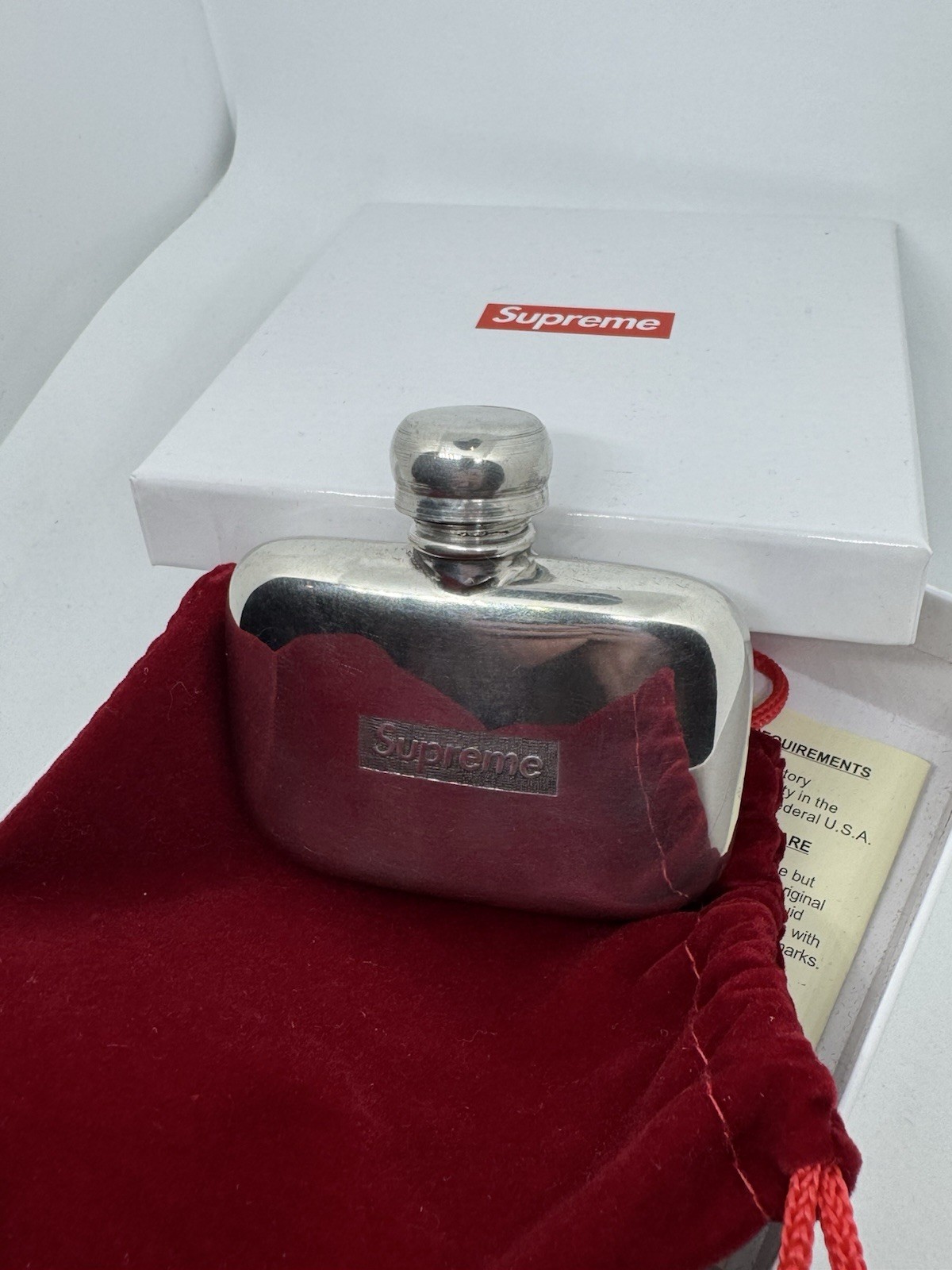 Supreme Pewter Mini Flask Silver One Size F/W 20