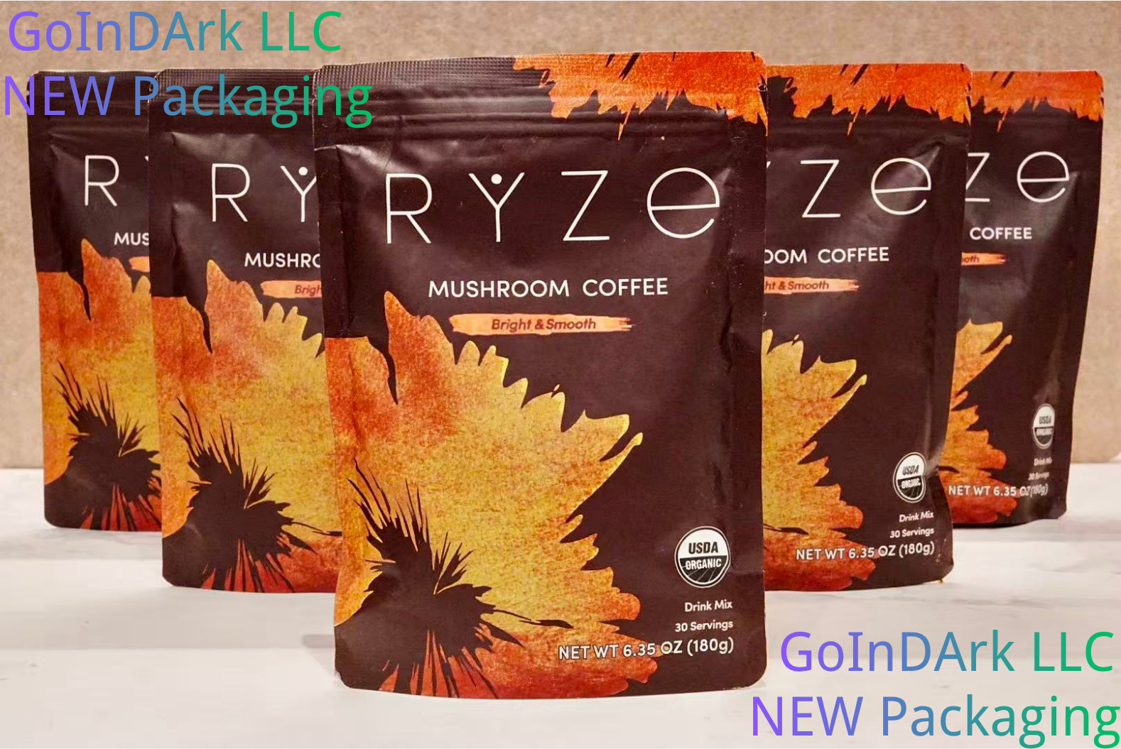 NEW Organic Ryze Mushroom Coffee, 30 Servings/Bag, Instant, Free Shipping
