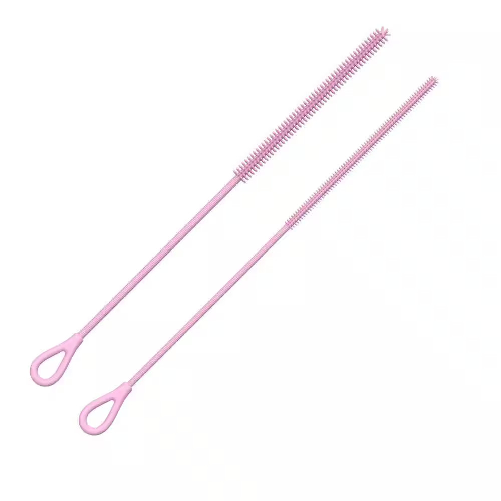 9.84 In. 6Mm+9Mm Non-Slip Disposable Silicone Straw Cleaner Brush for Cleaning T