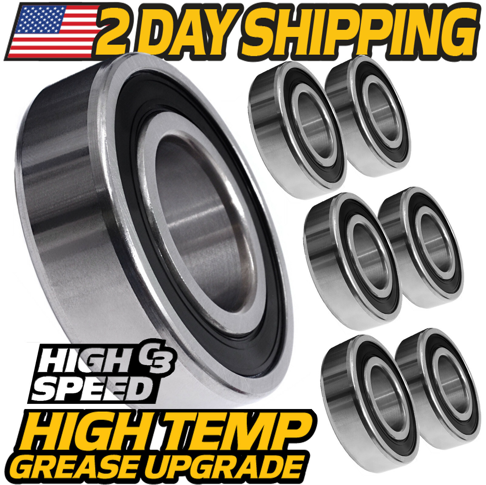 (6) Blade Spindle Bearings fits Hustler Raptor SD SDX X XD XL Mower – C3 Upgrade