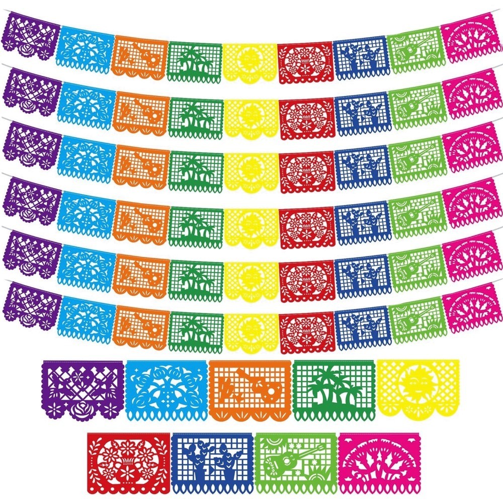 6Pack Fiesta Banner 108FT Cinco De Mayo Party Decorations 9 Plastic Papel Picado