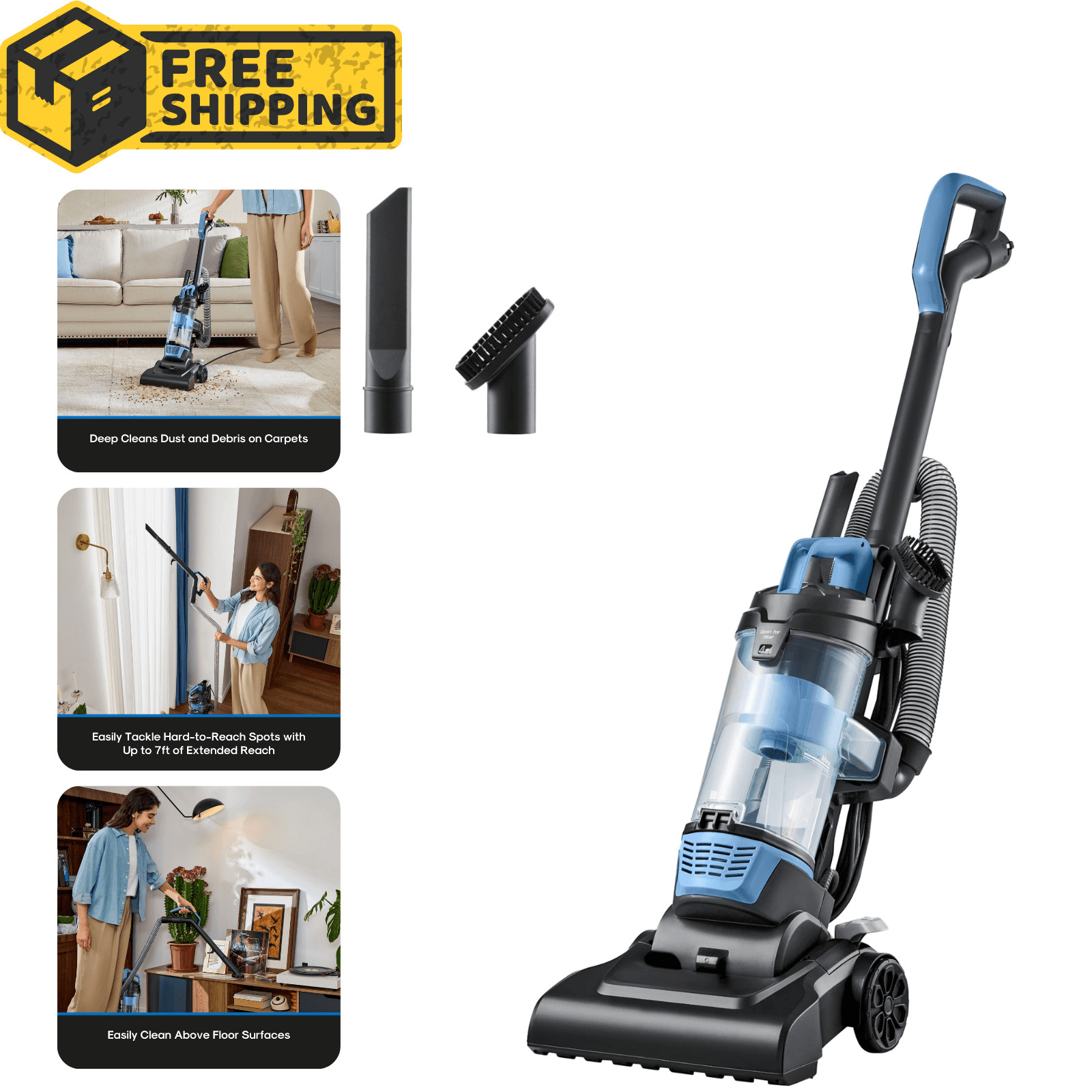 Mainstays Lightweight Bagless Upright Vacuum Cleaner Crevice Tool 720W 8.3 Lbs