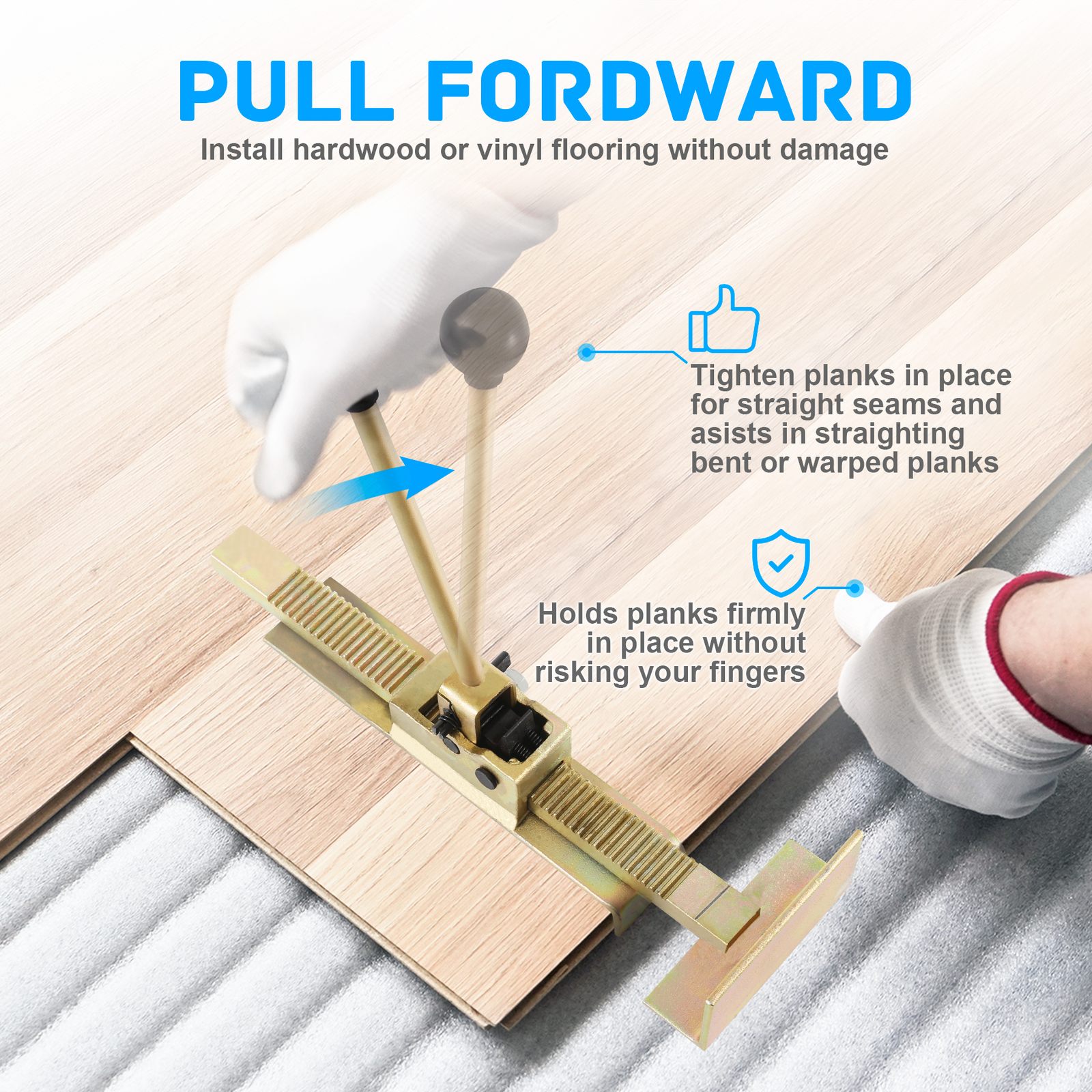 Flooring Jack Ratcheting Hardwood Plank Jack Installation Wood Floor Clamp Tool