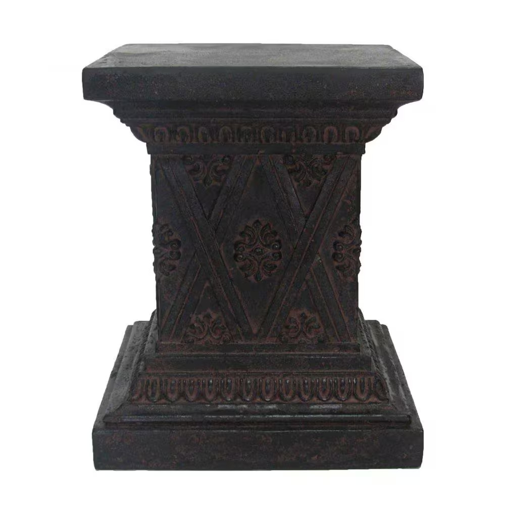 18 In. H Aged Charcoal Cast Stone Fiberglass Pedestal
