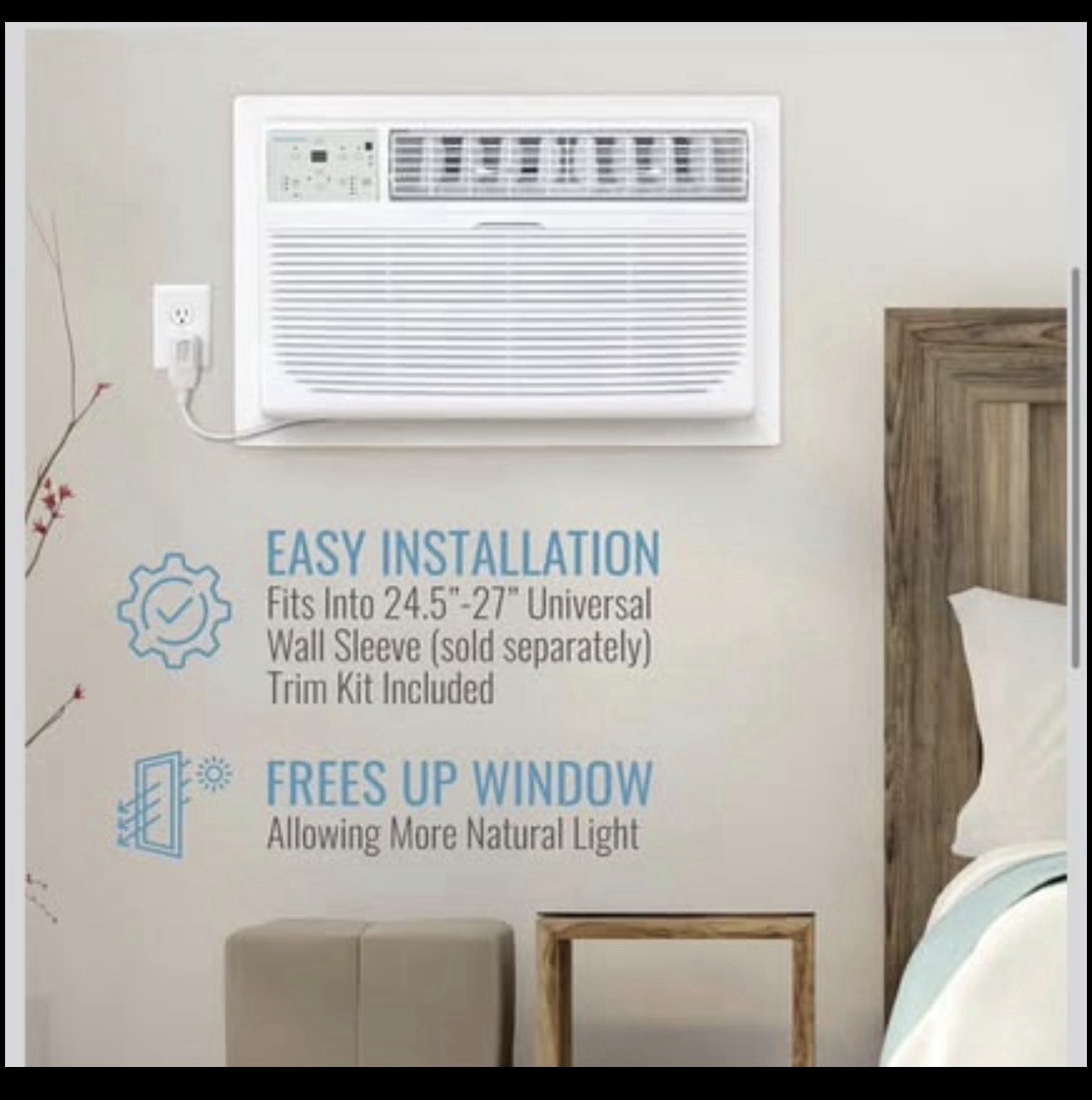 Keystone 8,000 BTU Wall Mounted Air Conditioner w/Supplemental Heat Dehumidifier
