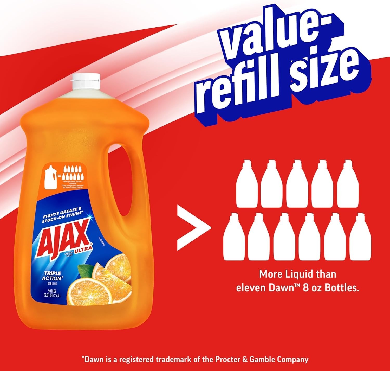 Ultra Liquid Dish Soap – 90 fl oz Orange Scent, Triple Action Cleaning Power